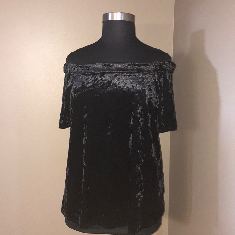 Black Velvet Off-The-Shoulder Blouse